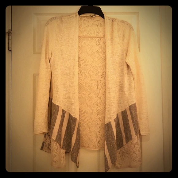 Paper Crane Tops - Paper Crane Lace/striped cardigan